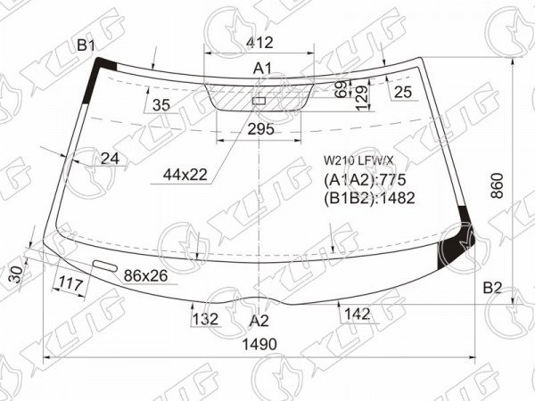 Стекло лобовое + дд MERCEDES-BENZ E-CLASS W210 4 /5D 95-02