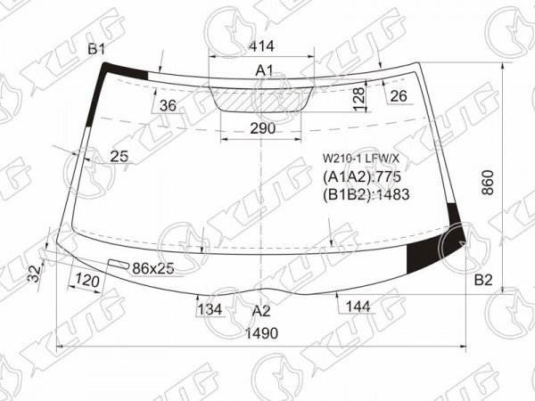 Стекло лобовое MERCEDES-BENZ E-CLASS W210 4 /5D 95-02