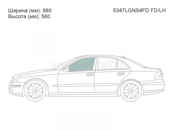 Стекло боковое опускное (Спереди / Слева / Цвет зеленый) Mercedes-Benz E-Class 02-09
