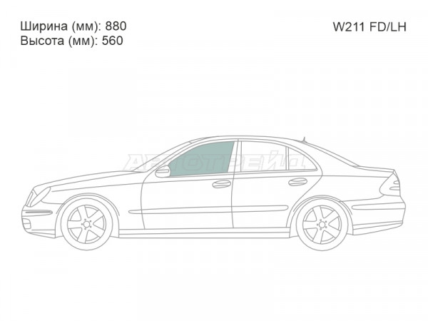 Стекло боковое опускное (Спереди / Слева / Цвет зеленый) Mercedes-Benz E-Class 02-09
