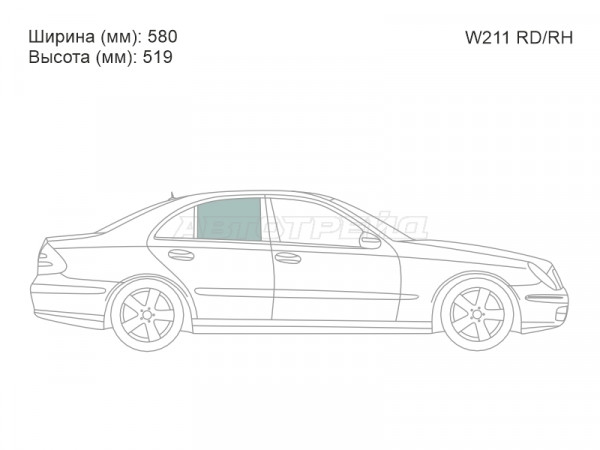 Стекло боковое опускное (Сзади / Справа / Цвет зеленый) Mercedes-Benz E-Class 02-09