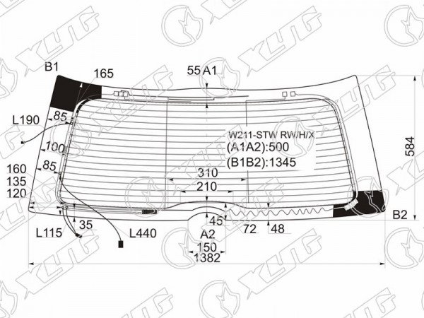 Стекло заднее с обогревом MERCEDES-BENZ E-CLASS W211 5D WGN 02-09