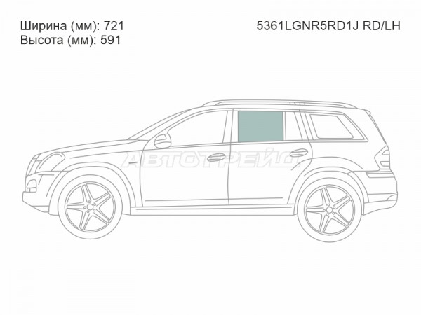 Стекло боковое опускное (Сзади / Слева / Цвет зеленый) Mercedes-Benz GL-Class 06-12