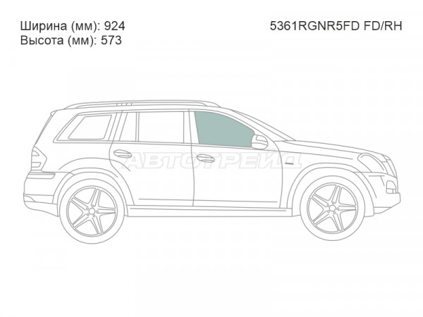 Стекло боковое опускное (Спереди / Справа / Цвет зеленый) Mercedes-Benz M-Class 05-11  / GL-Class 06-12