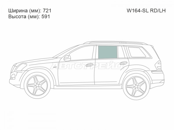 Стекло боковое опускное (Сзади / Слева / Цвет зеленый) Mercedes-Benz GL-Class 06-12