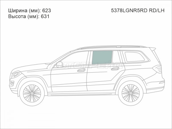 Стекло боковое опускное (Сзади / Слева / Цвет зеленый) Mercedes-Benz GL-Class 12-15  / GLS-Class 15-19