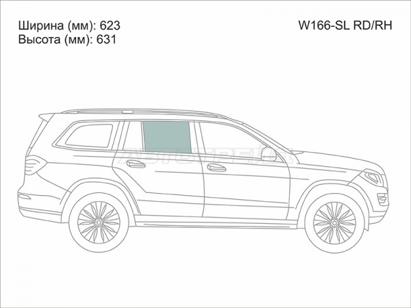 Стекло боковое опускное (Сзади / Справа / Цвет зеленый) Mercedes-Benz GL-Class 12-15  / GLS-Class 15-19