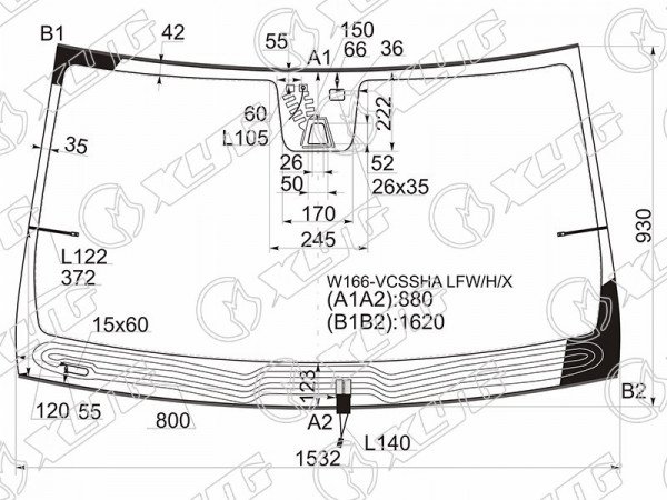 Стекло лобовое с обогревом щеток + дд + камера MERCEDES-BENZ GL /ML-CLASS (W166) 12-16