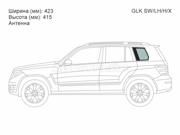 Стекло кузова боковое (не опускное) (Слева / Цвет зеленый / Антенна) Mercedes-Benz GLK-Class 08-15