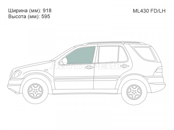 Стекло боковое опускное (Спереди / Слева / Цвет зеленый) Mercedes-Benz M-Class 97-05