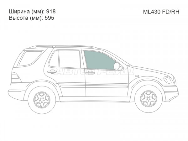 Стекло боковое опускное (Спереди / Справа / Цвет зеленый) Mercedes-Benz M-Class 97-05