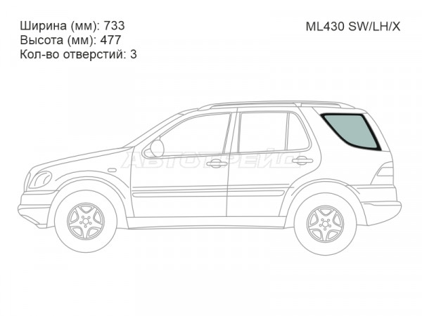 Стекло кузова боковое (не опускное) (Слева / Цвет зеленый) Mercedes-Benz M-Class 97-05