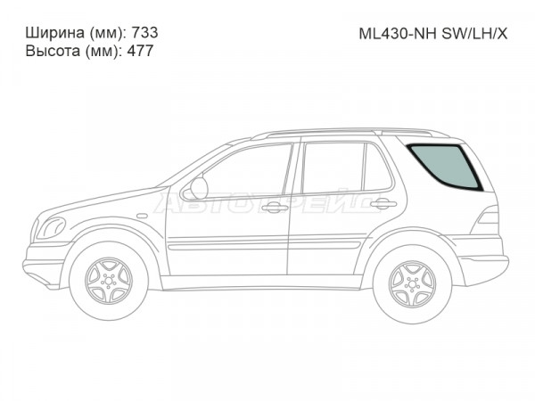 Стекло кузова боковое (не опускное) (Слева / Цвет зеленый) Mercedes-Benz M-Class 97-05