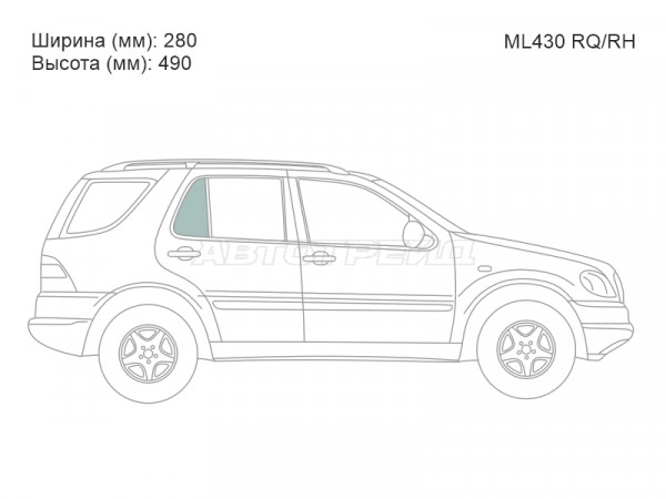 Стекло форточки (Сзади / Справа / Цвет зеленый) Mercedes-Benz M-Class 97-05