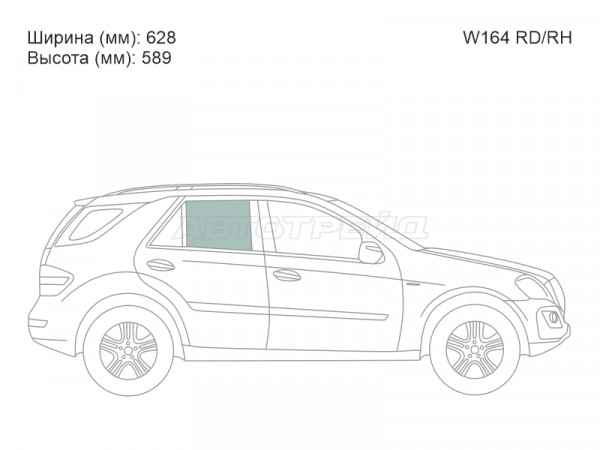 Стекло боковое опускное (Сзади / Справа / Цвет зеленый) Mercedes-Benz M-Class 05-11