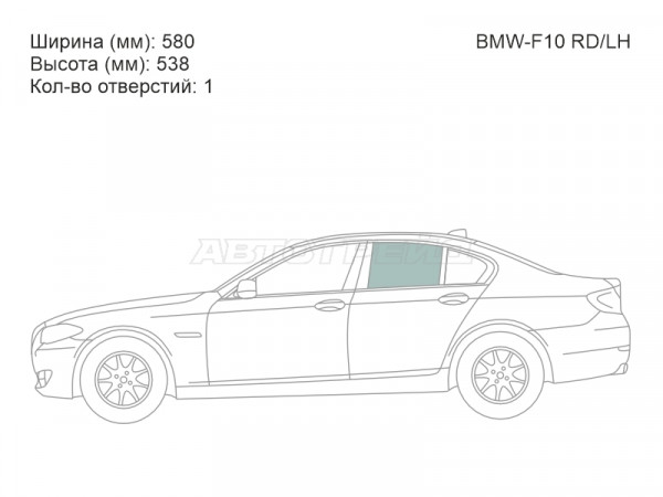Стекло боковое опускное (Сзади / Слева / Цвет зеленый) BMW 5-Series 09-17