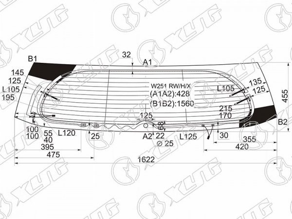 Стекло заднее с обогревом MERCEDES-BENZ R-CLASS W251 05-