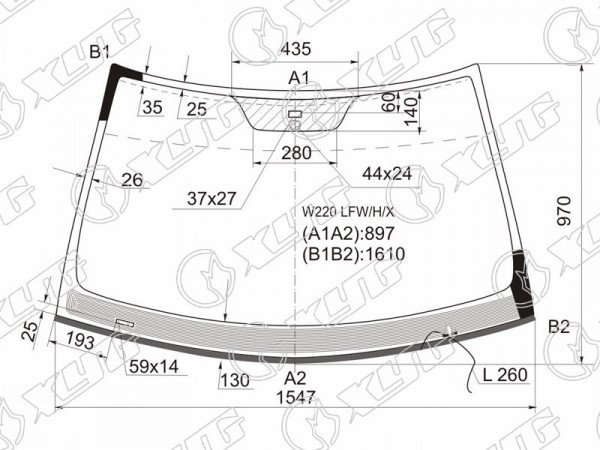 Стекло лобовое с обогревом щеток + дд MERCEDES-BENZ S-CLASS W220 98-03