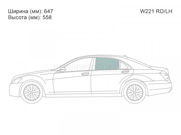 Стекло боковое опускное (Сзади / Слева / Цвет зеленый) Mercedes-Benz S-Class 05-13