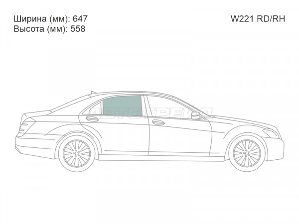 Стекло боковое опускное (Сзади / Справа / Цвет зеленый) Mercedes-Benz S-Class 05-13