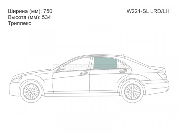 Стекло боковое опускное (Сзади / Слева / Цвет зеленый / Триплекс) Mercedes-Benz S-Class 05-13
