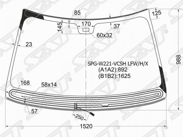 Стекло лобовое с обогревом щеток + дд MERCEDES-BENZ S-CLASS W221 05-13