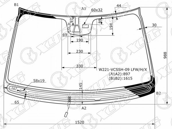 Стекло лобовое с обогревом щеток + дд + камера MERCEDES-BENZ S-CLASS W221 09-13