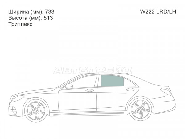 Стекло боковое опускное (Сзади / Слева / Цвет зеленый / Триплекс) Mercedes-Benz S-Class 13-20