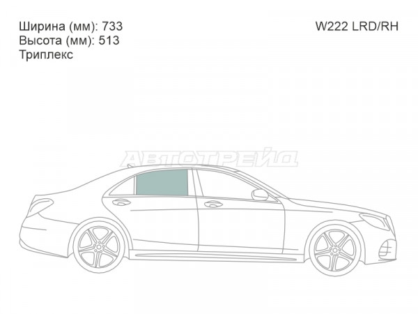 Стекло боковое опускное (Сзади / Справа / Цвет зеленый / Триплекс) Mercedes-Benz S-Class 13-20