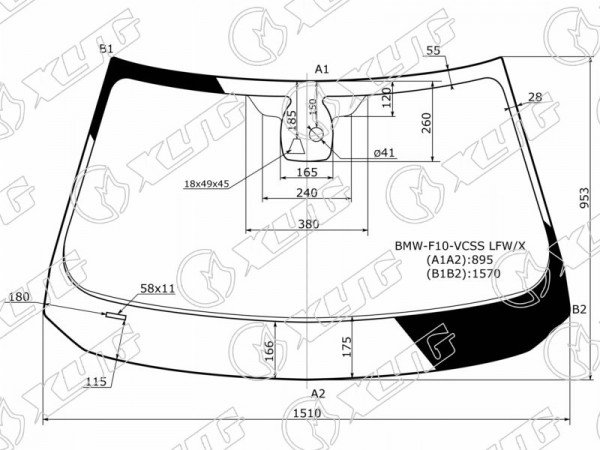 Стекло лобовое + дд + камера BMW 5-SERIES F10 /11 4 /5D 10-12