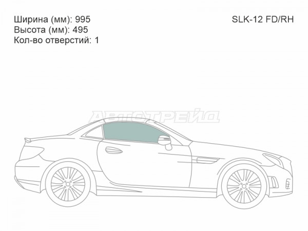 Стекло боковое опускное (Спереди / Справа / Цвет зеленый) Mercedes-Benz SLK-Class 11-16