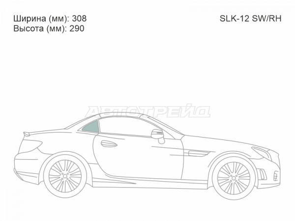 Стекло кузова боковое (не опускное) (Справа / Цвет зеленый) Mercedes-Benz SLK-Class 11-16