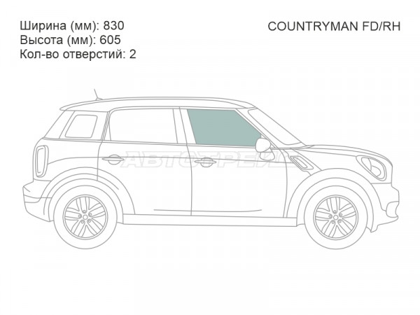 Стекло боковое опускное (Спереди / Справа / Цвет зеленый) Mini Countryman Cooper 10-17