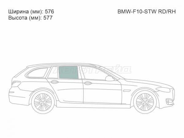 Стекло боковое опускное (Сзади / Справа / Цвет зеленый) BMW 5-Series 09-17