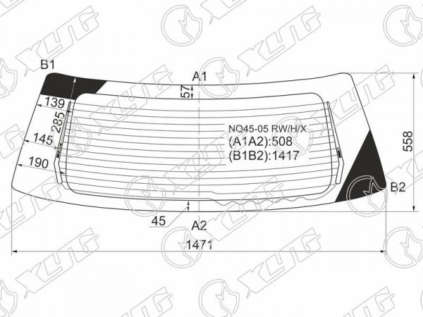 Стекло заднее с обогревом MITSUBISHI OUTLANDER CU#W 05-08