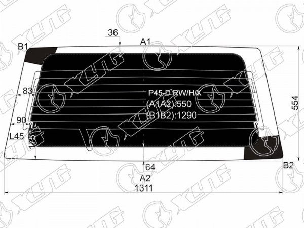 Стекло заднее затемненное с обогревом MITSUBISHI PAJERO SPORT 96-08