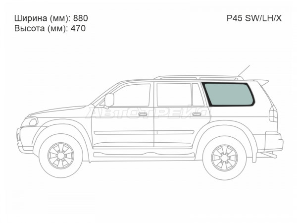 Стекло кузова боковое (не опускное) (Слева / Цвет зеленый) Mitsubishi Pajero Sport 96-08  / Challenger 96-01