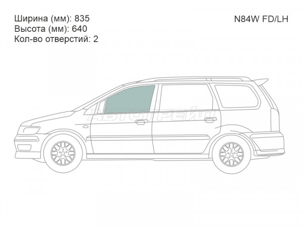 Стекло боковое опускное (Спереди / Слева / Цвет зеленый) Mitsubishi Chariot Grandis 97-03  / Space Wagon 97-04