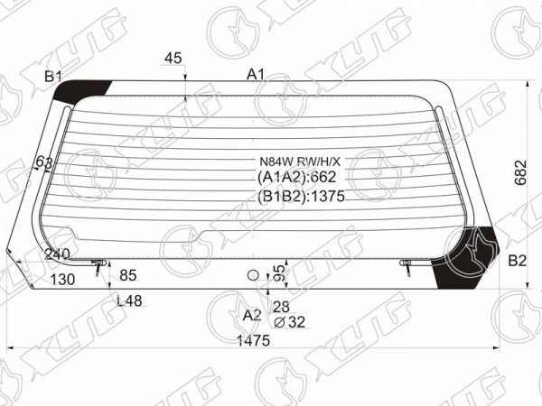 Стекло заднее с обогревом MITSUBISHI CHARIOT GRANDIS N8#W /N9#W 97-03