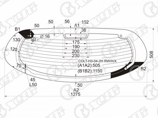 Стекло заднее с обогревом (под спойлер) MITSUBISHI COLT Z2#A 3D HBK 05-08