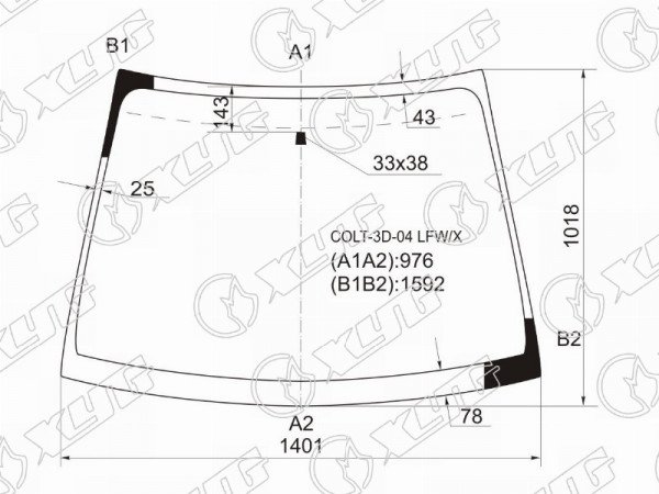 Стекло лобовое MITSUBISHI COLT Z2#A 3D HBK 05-07