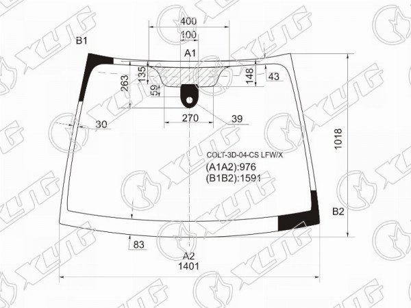 Стекло лобовое + дд MITSUBISHI COLT Z2#A 3D HBK 05-08