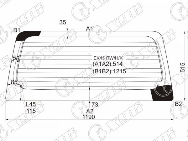 Стекло заднее с обогревом MITSUBISHI EK WAGON (H81W) 02-06 /NISSAN OTTI (H91W) 05-06