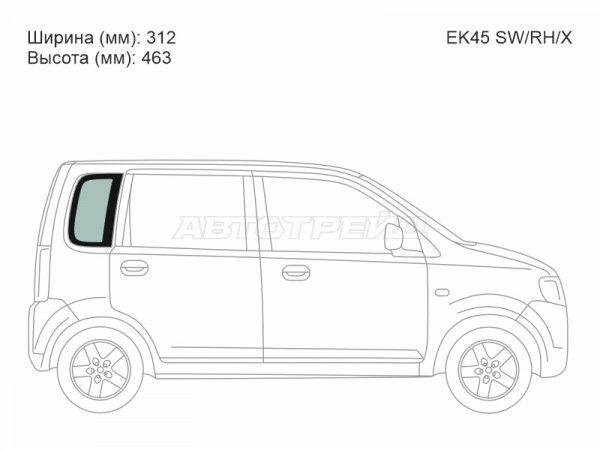 Стекло кузова боковое (не опускное) (Справа / Цвет зеленый) Mitsubishi eK Active 04-06  / eK Sport 02-06