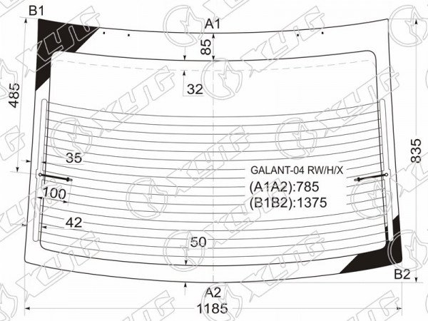 Стекло заднее с обогревом MITSUBISHI GALANT 4D SED 03-08