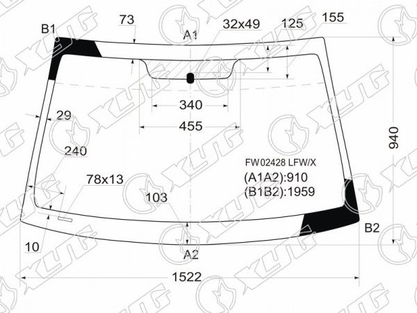 Стекло лобовое MITSUBISHI GALANT 4D SED 03-12