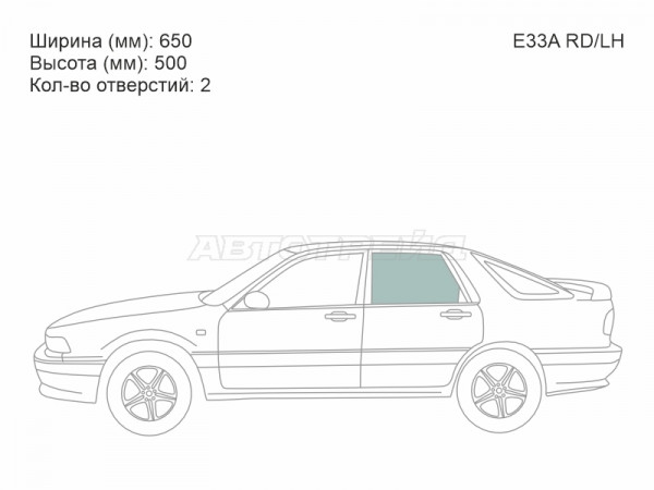 Стекло боковое опускное (Сзади / Слева / Цвет зеленый) Mitsubishi Eterna 88-92  / Galant 87-92