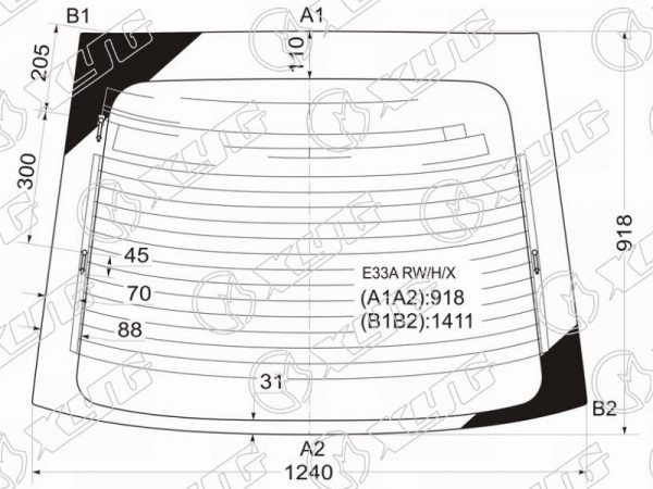 Стекло заднее с обогревом MITSUBISHI GALANT 5D HBK 87-92