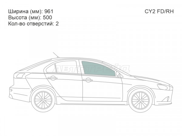 Стекло боковое опускное (Спереди / Справа / Цвет зеленый) Mitsubishi Lancer 07-17  / Galant Fortis 07-15
