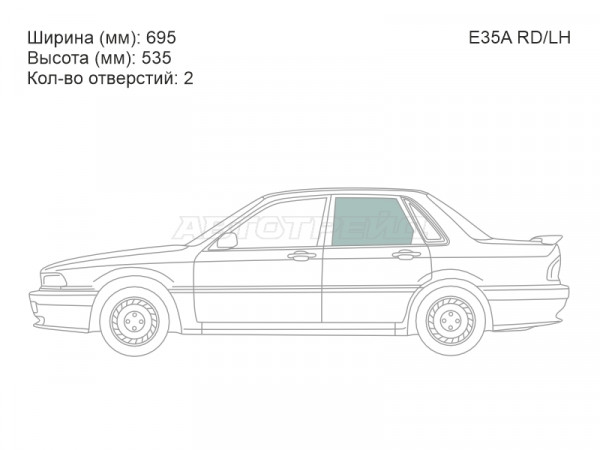 Стекло боковое опускное (Сзади / Слева / Цвет зеленый) Mitsubishi Eterna 88-92  / Galant 87-92